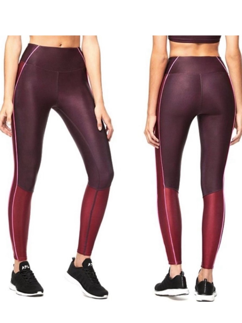 NWTs Good American | Electric Feel Leggings in a color-blocked burgundy size 4